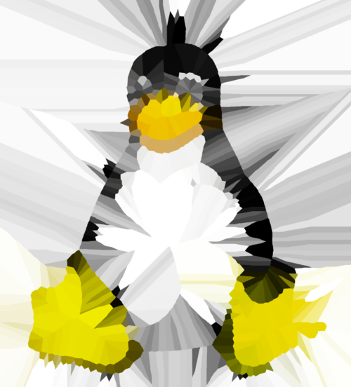 Crystallized Tux with gradient weighted Lloyd's method
